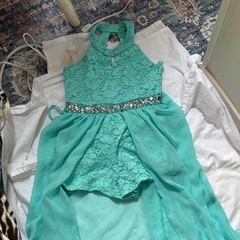 Speechless Aqua Lace Formal Kids Dress